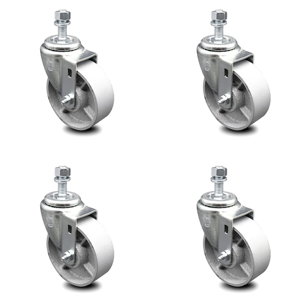 Semi Steel Swivel TS Caster w/RB w/4" Wheels & 1/2" Stem-4 Swivel, 4PK